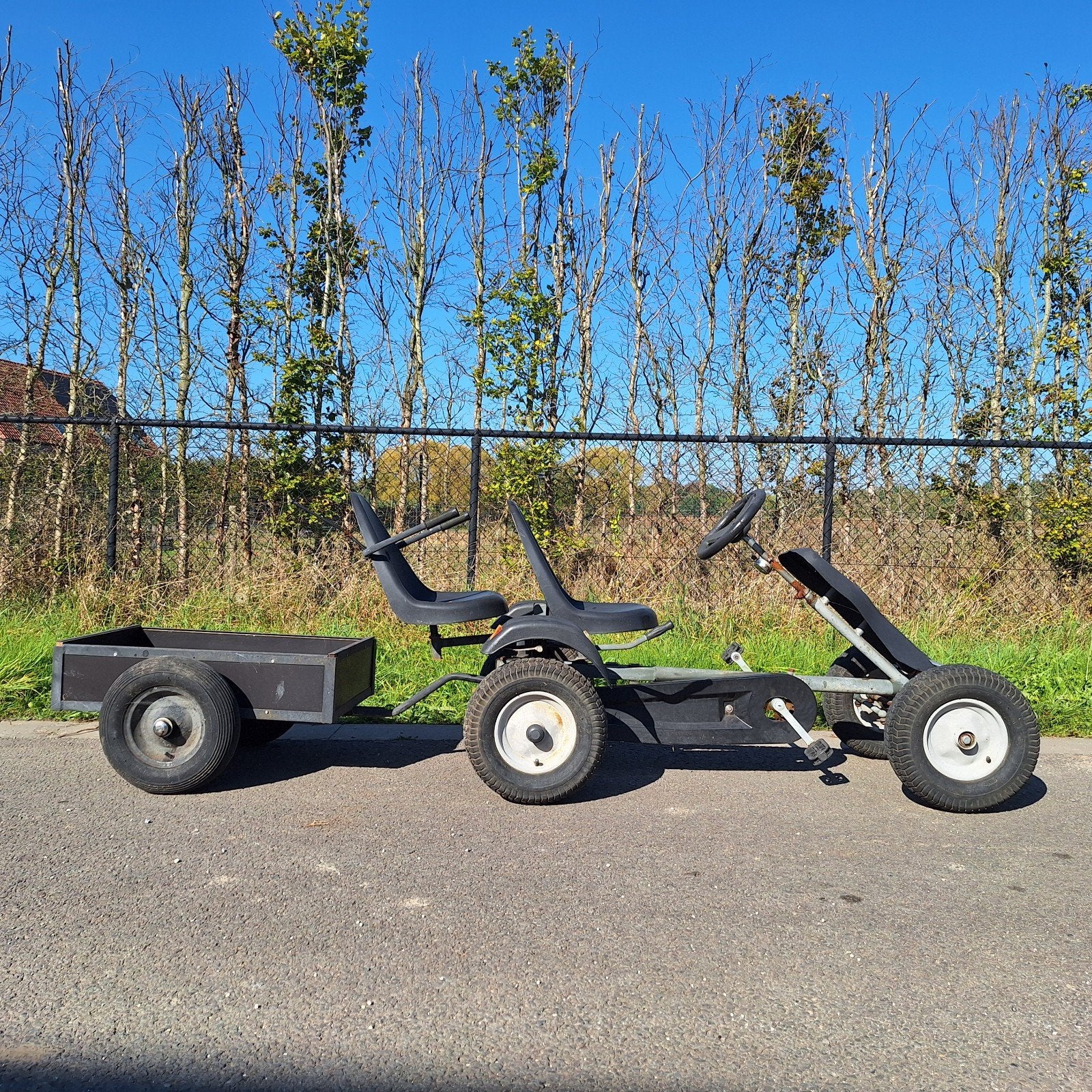 go cart met 2 afneembare stoelen en aanhangwagen, Enlèvement, Utilisé, Siège duo