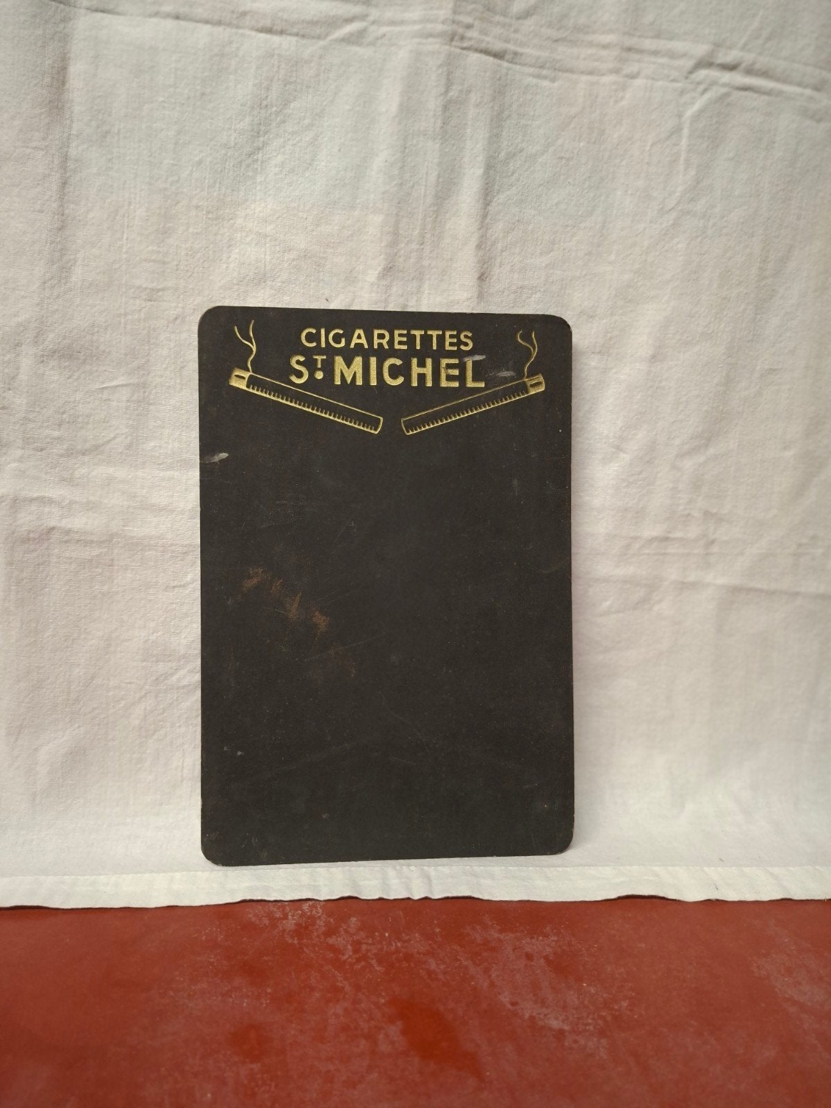 Kaart bordje met reclame van St Michel cigaretten ., Verzamelen, Ophalen of Verzenden, Gebruikt, Overige typen