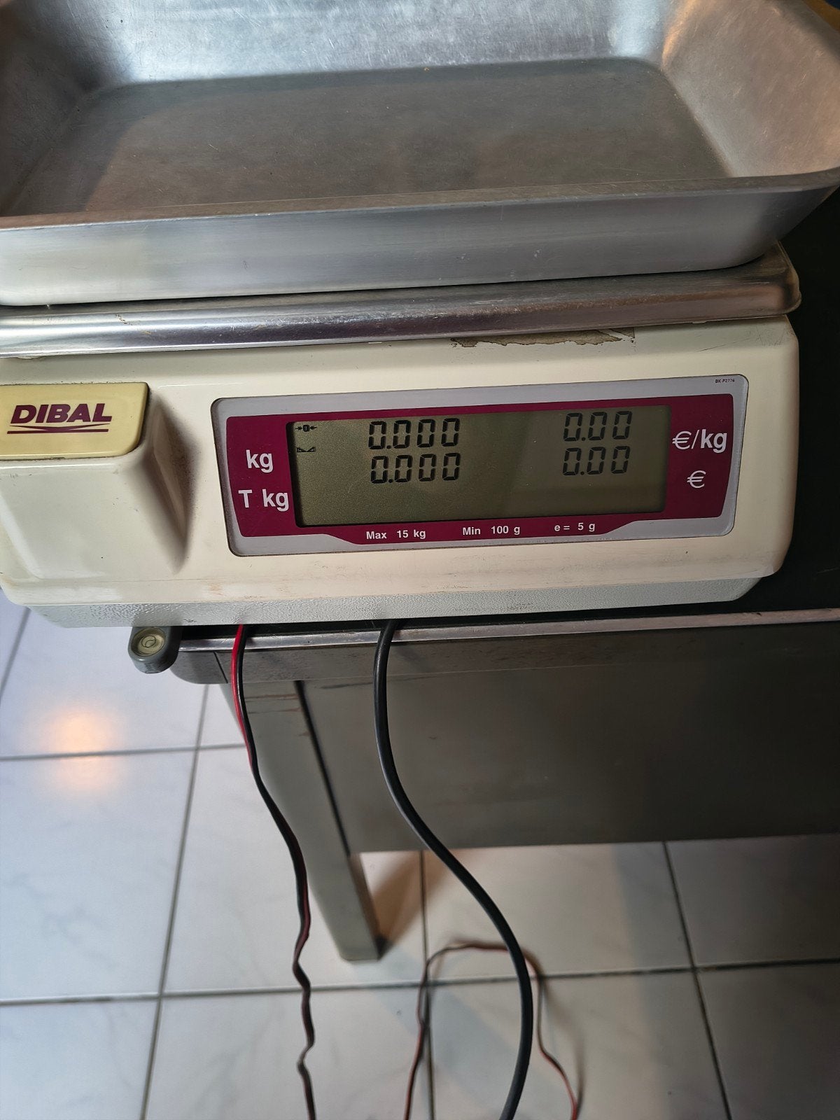 Kassa, weegschaal, met ticket op 12v of 220v Dibal 15kg, Ophalen, Winkelweegschaal, Digitaal
