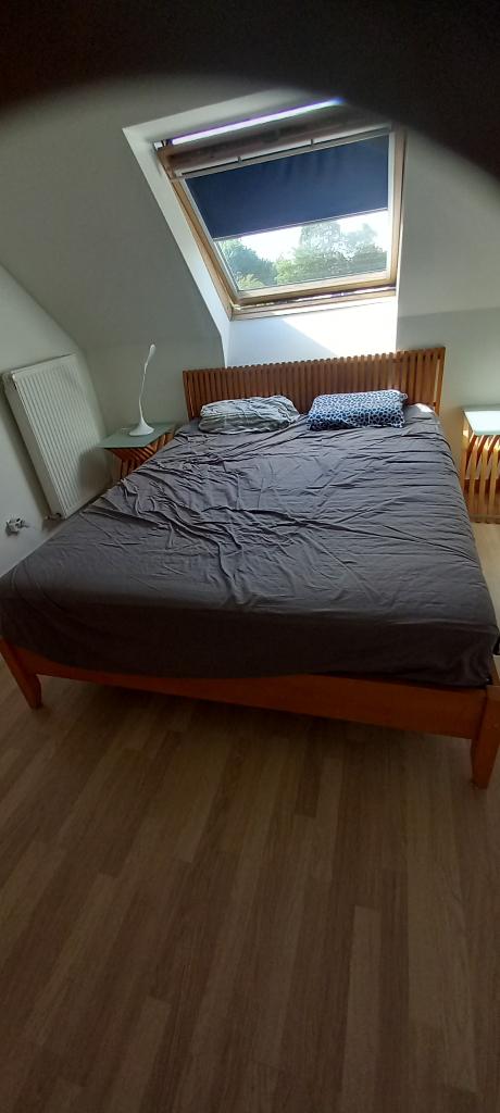 À vendre pour cause de déménagement : lit double, Maison & Meubles, Beige, Enlèvement, Utilisé, Classique