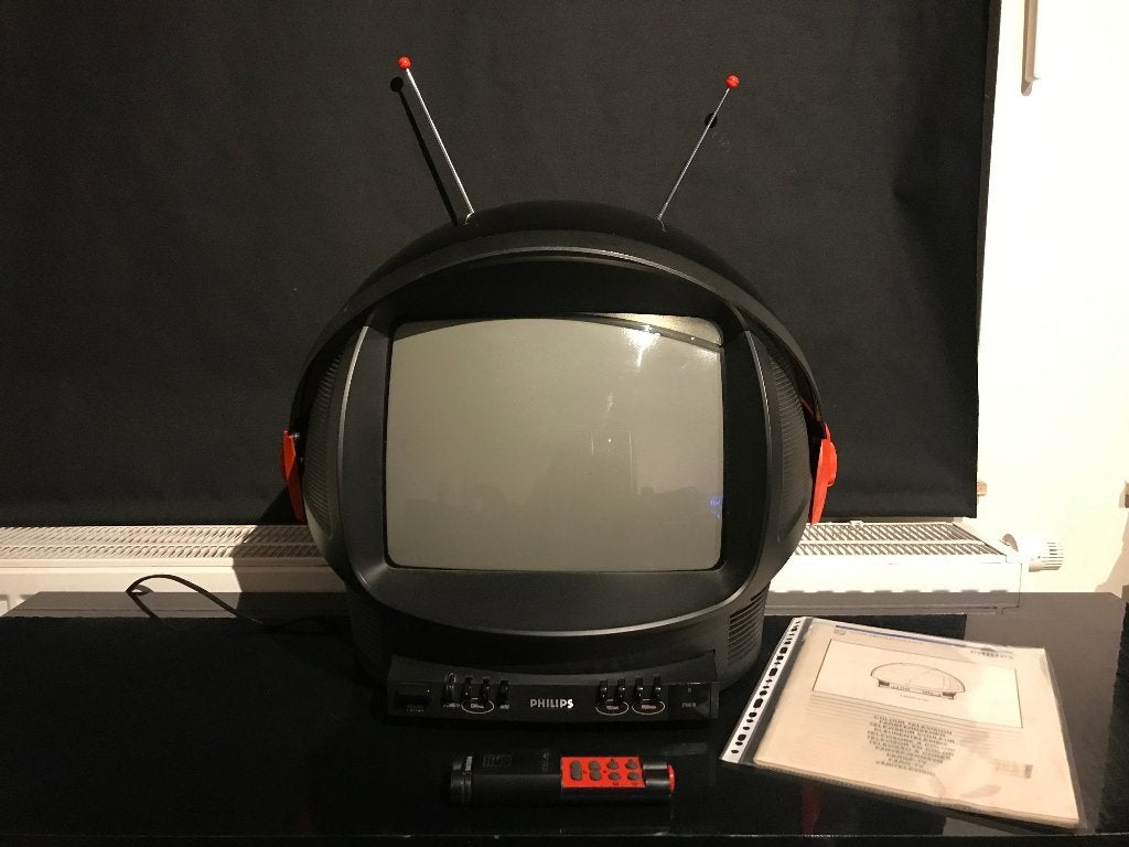 Vintage Space Age Philips Discoverer TV w/ Remote&Manual, Enlèvement ou Envoi