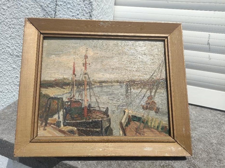 Huile sur panneau marine signe, Enlèvement ou Envoi, Panneau