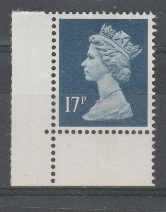GB 1991 17p Deep Blue litho centre band bottom corner left**, Verzenden, Postfris