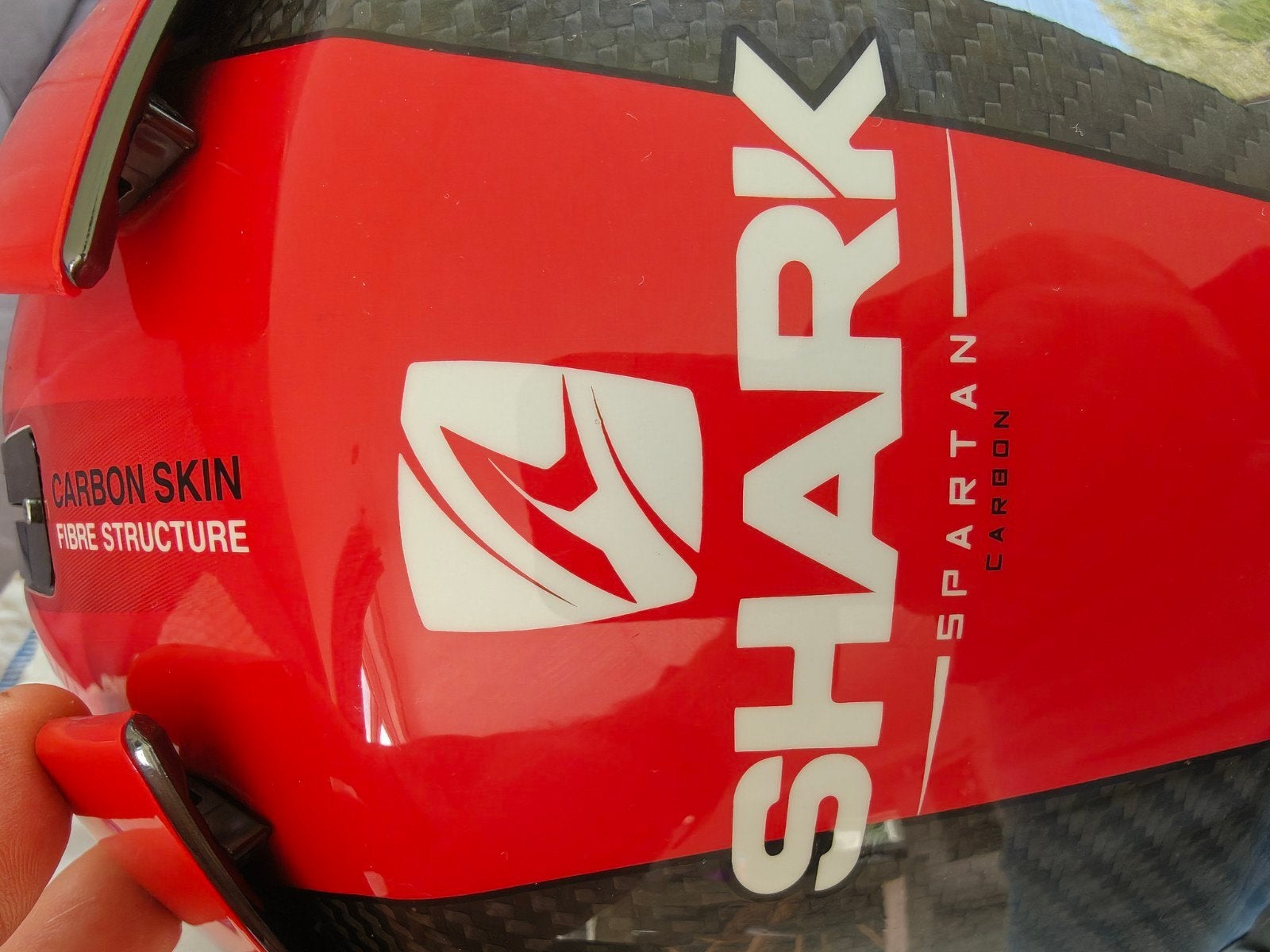 Casque SHARK Spartan Carbon + oreillette SENA, Enlèvement, Utilisé
