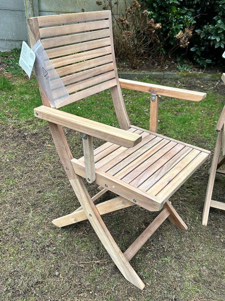 3 Solaris origami tuinstoel in bruine acacia 91x56x51,5cm, Ophalen, Nieuw, Hout, Inklapbaar
