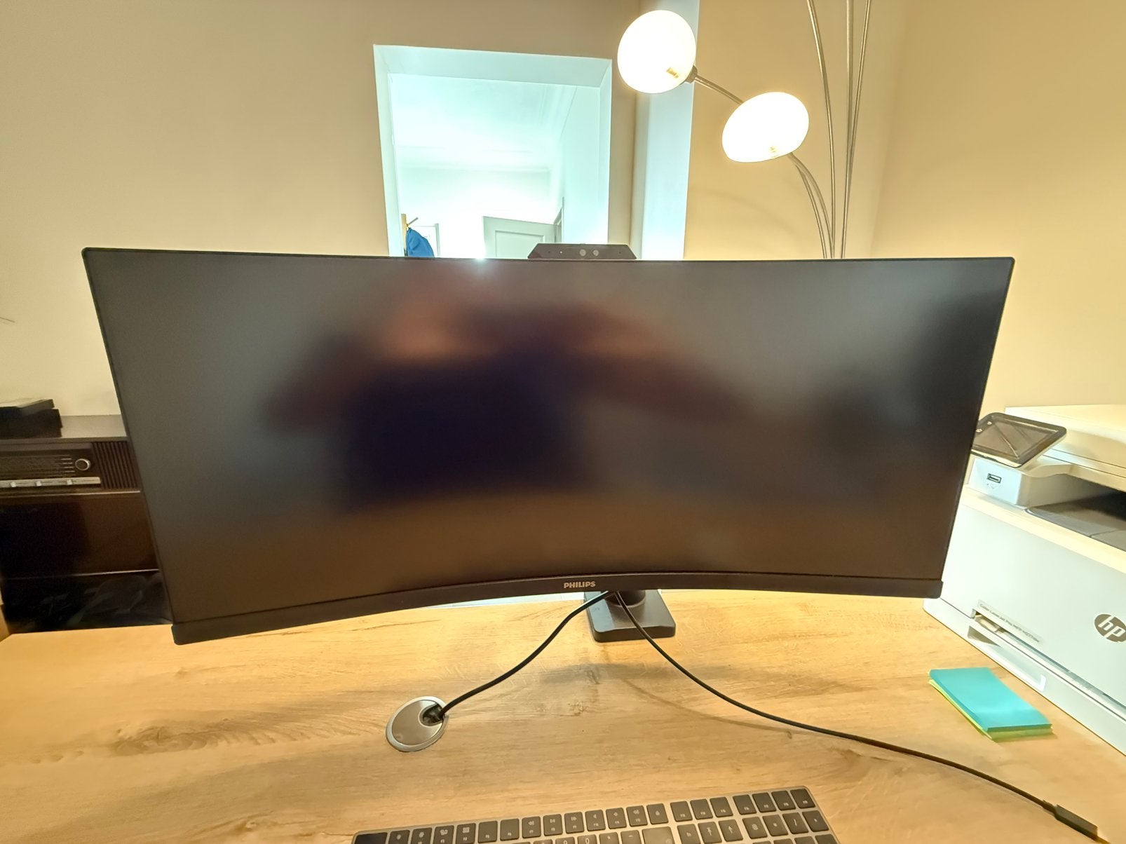 Moniteur incurvé Philips avec webcam + support, Informatique & Logiciels, Enlèvement, Comme neuf, HD, Ultrawide