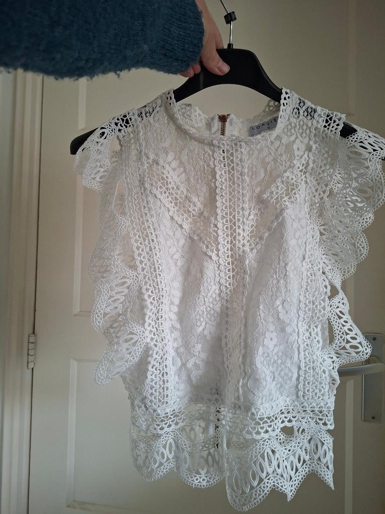 Loavies Kanten Top Ecru Maat XS, Kleding | Dames, Verzenden, Beige, Loavies, Zonder mouw