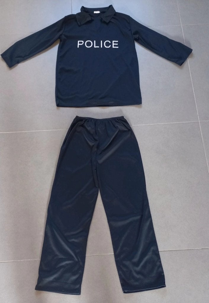 Carnaval politie kostuum politiepak + pet, Kinderen en Baby's, Ophalen of Verzenden, Gebruikt, 122 t/m 128, Jongen of Meisje