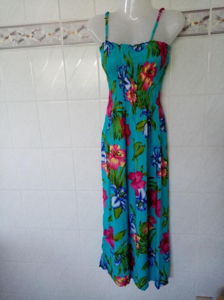 fleurig, afslankende blauw turquoise roze lange jurk, S, Blauw, Ophalen of Verzenden, Zo goed als nieuw, Maat 36 (S)