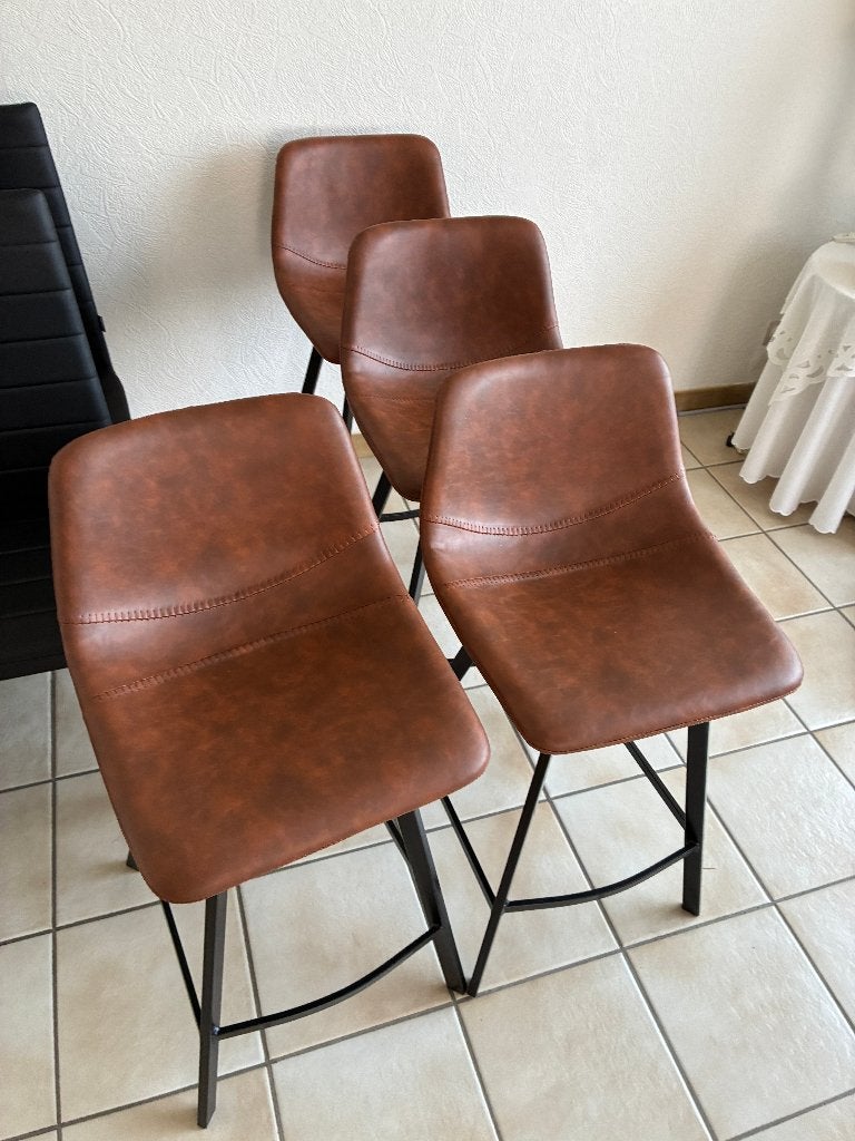 Barstoel Spartacus - 4 stuks - Weba - Cognac lederlook, Ophalen, Met voetsteun, 60 tot 90 cm, Nieuw