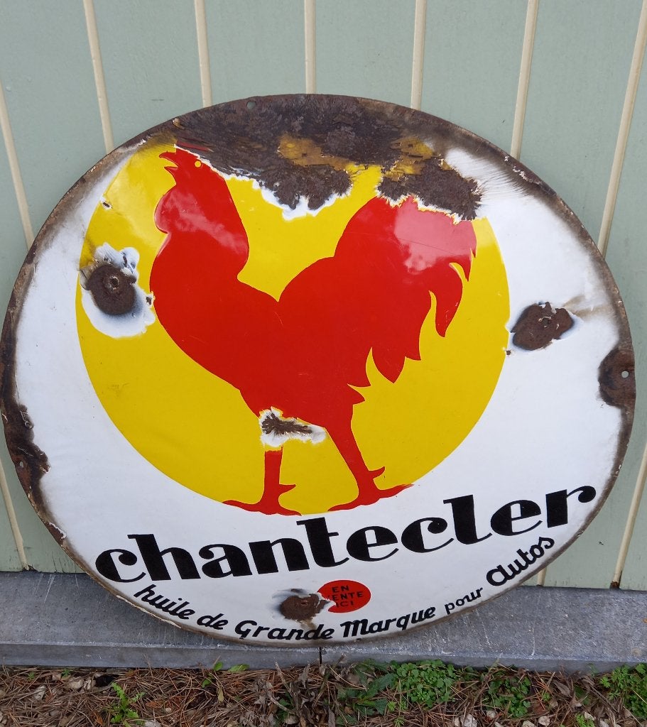 zeldzaam emaille reclamebord OLIE Chantecler, Ophalen, Gebruikt, Reclamebord
