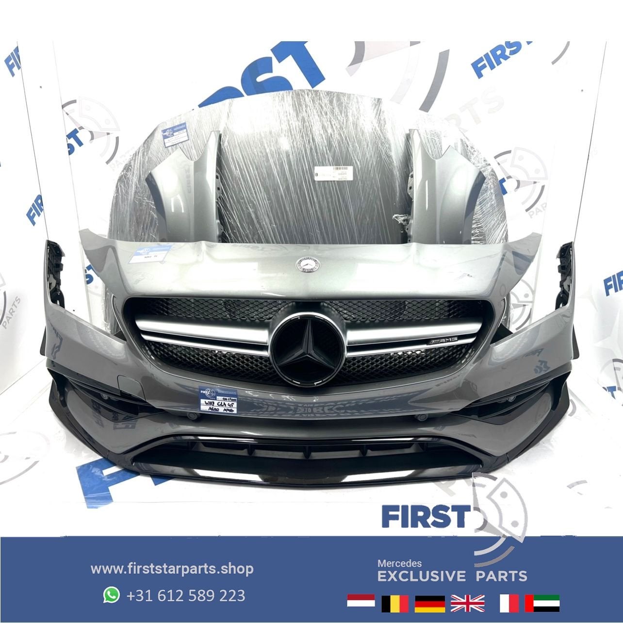 W117 X117 CLA 45 AMG FACELIFT VOORKOP GRIJS Mercedes 2016-20, Gebruikt, -, Voor, Ophalen of Verzenden