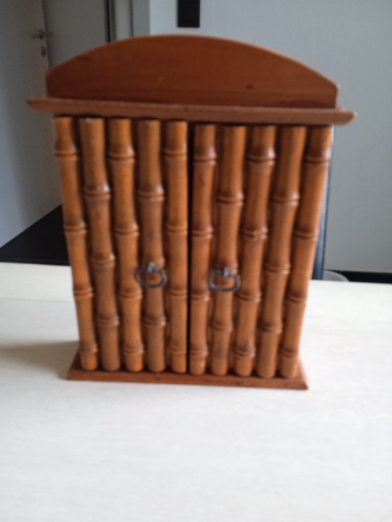 Vintage bamboe/houten sleutelkastje, Huis en Inrichting, Woonaccessoires | Wanddecoraties, Vintage, Ophalen of Verzenden, Zo goed als nieuw