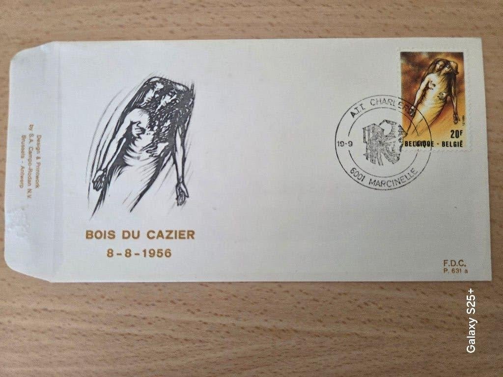 Envelop voor de eerste dag ter herdenking van Bois Cazier, Postzegels en Munten, Ophalen, Gestempeld, Plaats of Gebouw