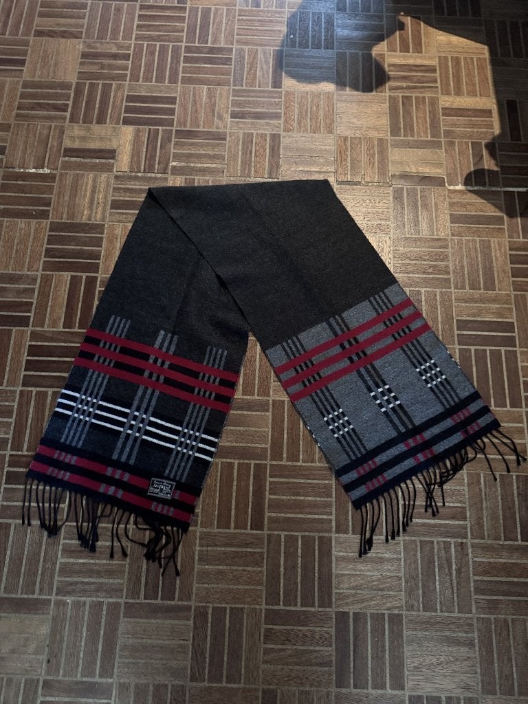 Écharpe jacquard à carreaux noir/gris/rouge, Enlèvement, Comme neuf, Jacquard, Écharpe