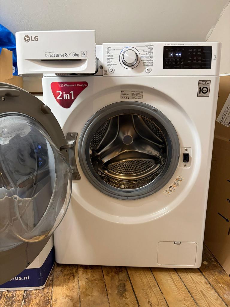 Wasmachine & Droogcombinatie LG Direct Drive 8 - 5kg, Ophalen, Zo goed als nieuw, 90 tot 95 cm, 1200 tot 1600 toeren