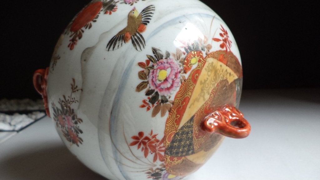 antiek XIXE KO KUTANI JAPANSE pot porselein vogel drinkbak, Antiek en Kunst, Ophalen of Verzenden