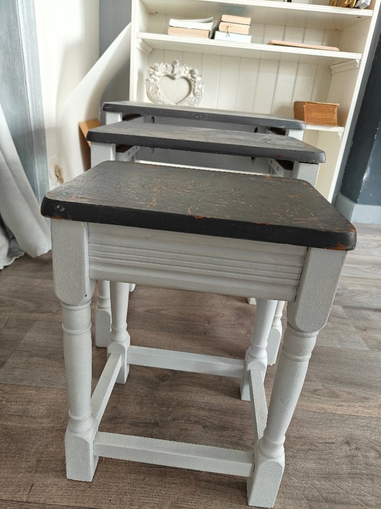 Petites tables gigognes et chariot, desserte vintage, Enlèvement