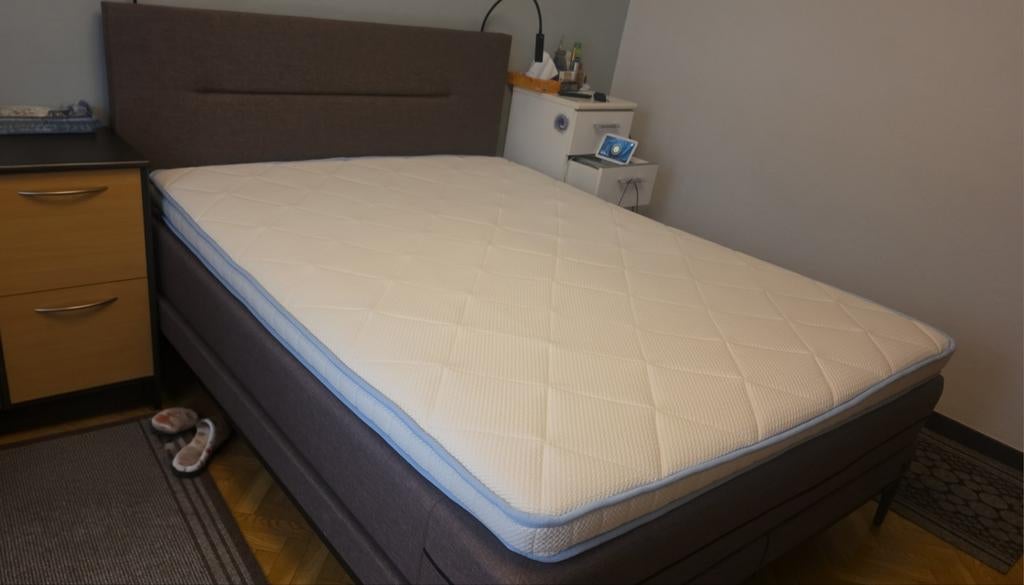 Boxspring Bed, Ophalen, Bruin, Tweepersoons, Zo goed als nieuw