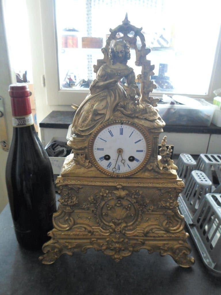 mooie bronzen klok, Ophalen of Verzenden