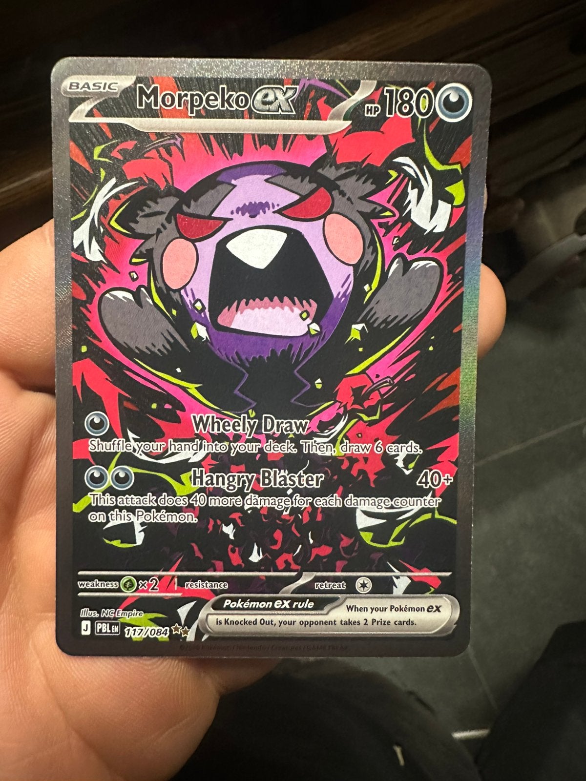 Pokémon Morpeko Ex 117/084 noir foncé NM, Enlèvement ou Envoi, Comme neuf, Cartes en vrac