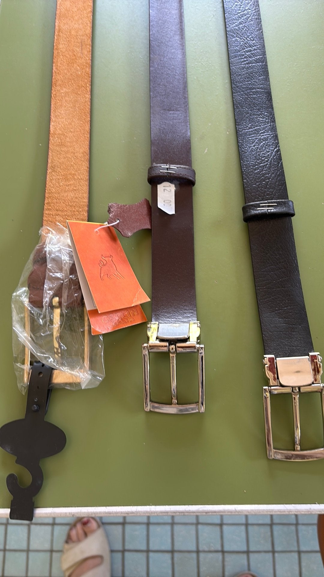 Herenriemen, Kleding | Heren, Riemen en Ceintuurs, Ophalen, Zo goed als nieuw, Bruin, Echt leder