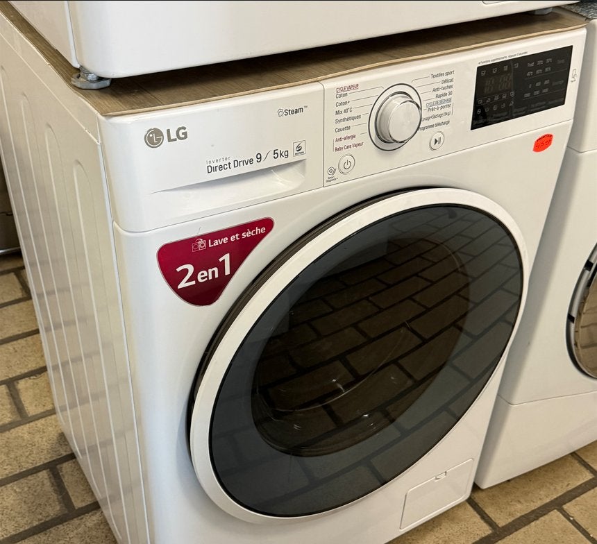 Lave-linge séchant LG connecté 9Kg/Pesée électronique/Vapeur, Enlèvement, Comme neuf, Séchoir à linge