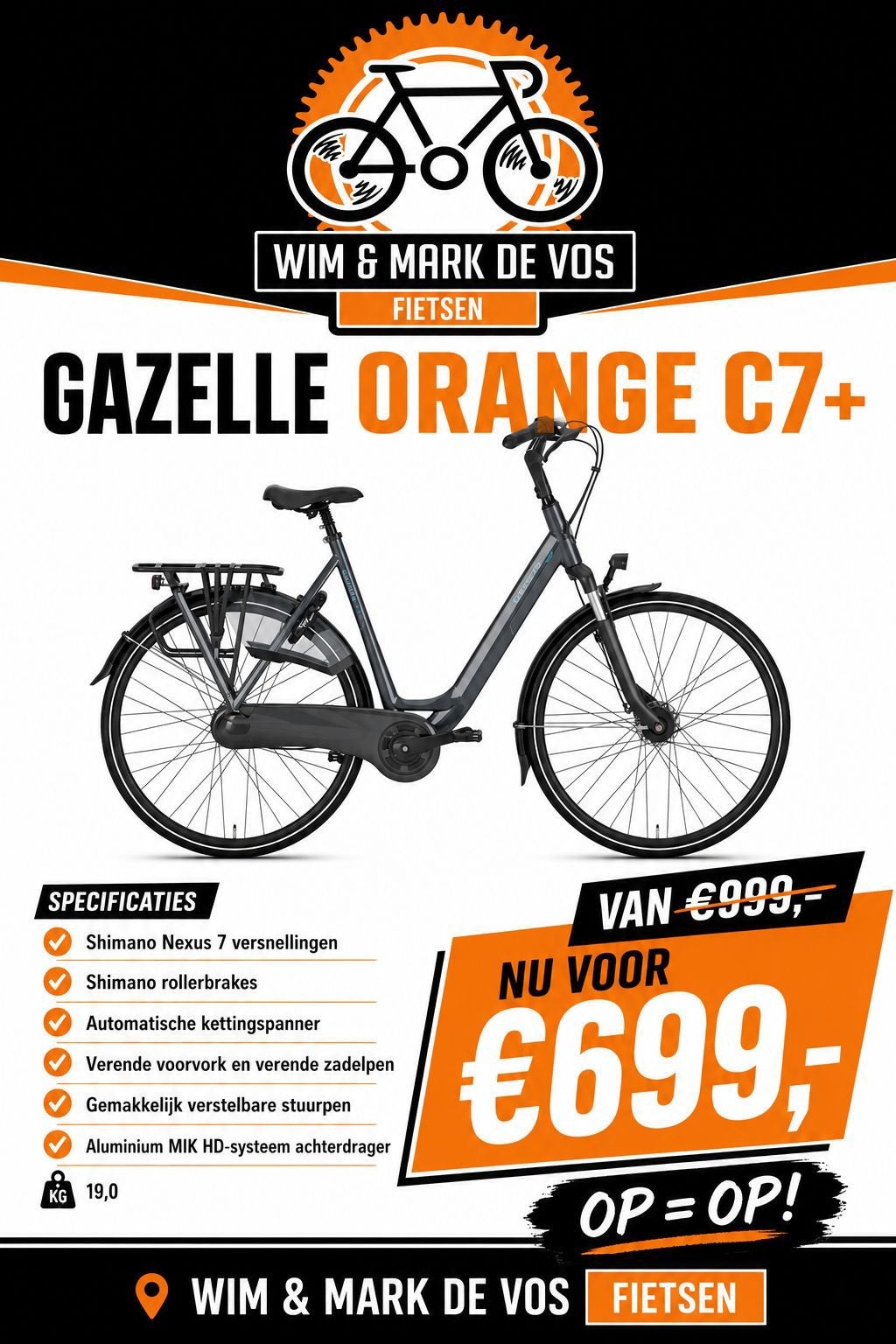 nieuwe gazelle orange van €999 nu €699,-, Ophalen, Gazelle