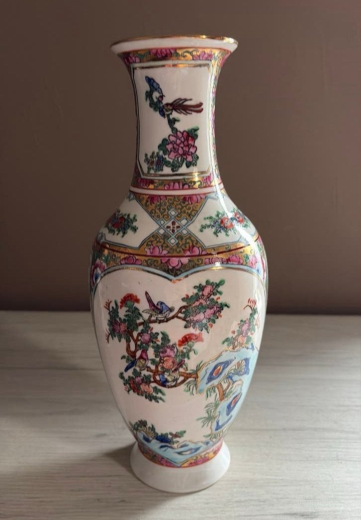 Chinese Famille Rose Vaas Porselein Jaren 60/70 32 cm, Antiek en Kunst, Ophalen of Verzenden