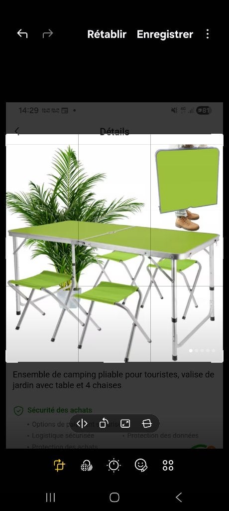 Table de camping et tabourets 4, Caravanes & Camping, Enlèvement, Comme neuf, Table de camping