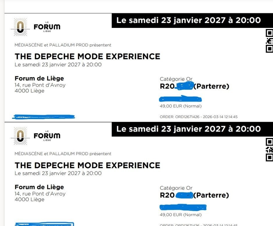 tickets de concerts, Tickets & Billets, Deux personnes, Janvier