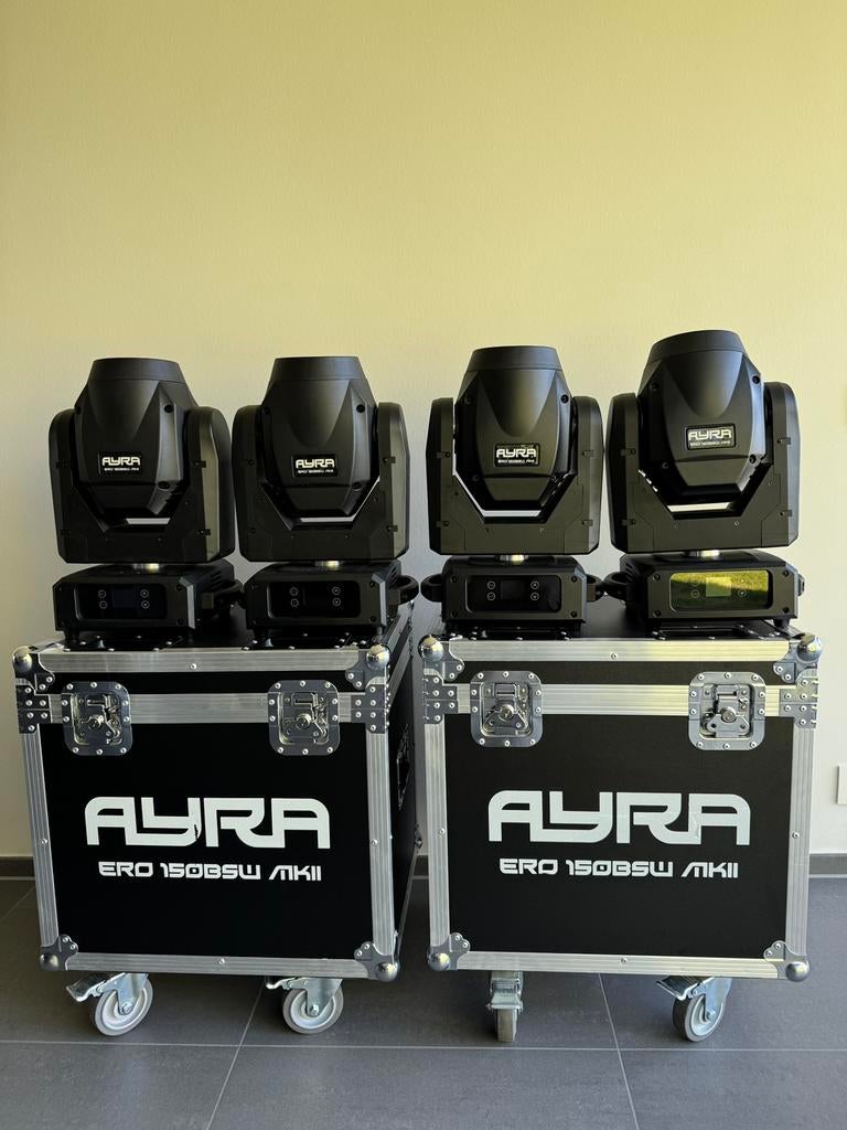 Ayra 4x ERO 150BSW MKII movingheads + case, Enlèvement, Comme neuf, Lumières, Couleur