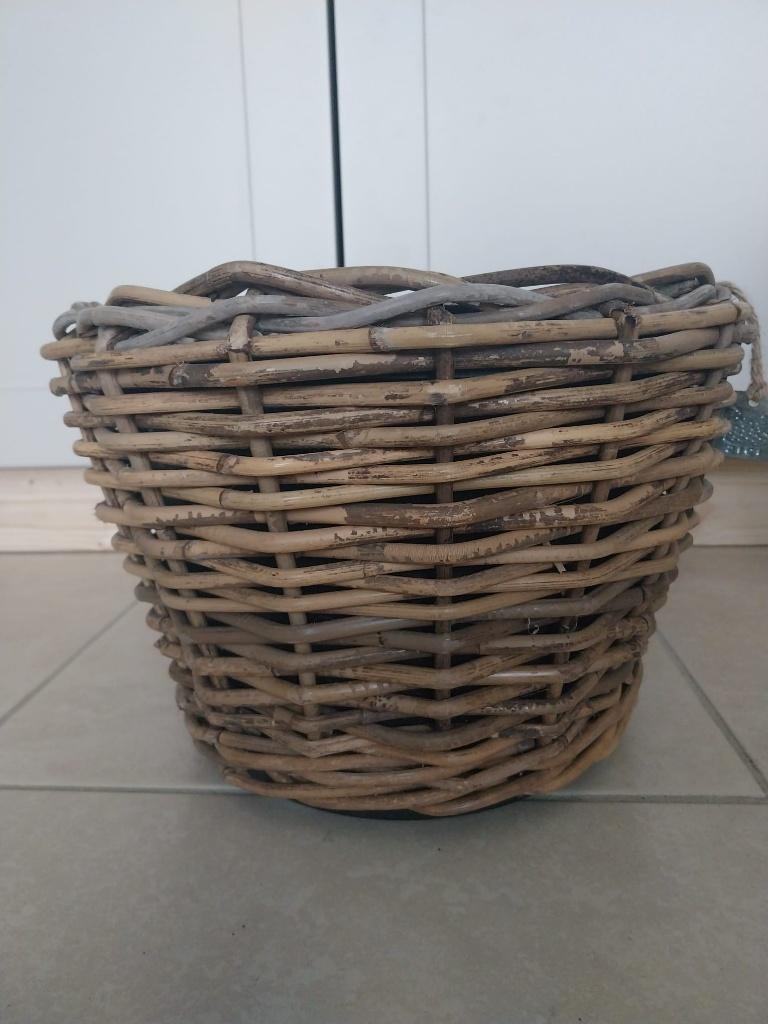 Rieten bloempot NIEUW, Tuin en Terras, 25 tot 40 cm, Kunststof, Rond, Nieuw