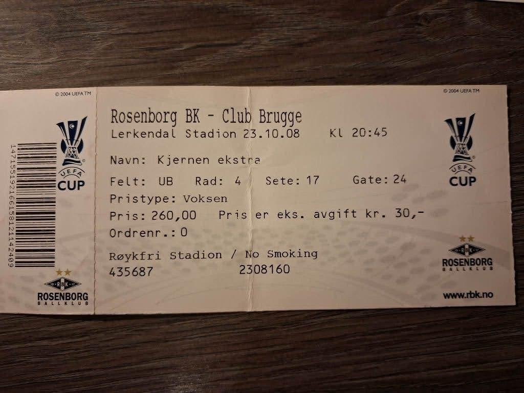 Rosenborg BK - Club Brugge 23/10/2008, Tickets en Kaartjes