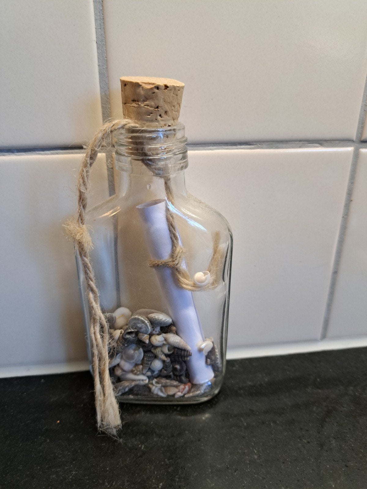 maritieme decoratie,flessenpost, Huis en Inrichting, Glas, Ophalen of Verzenden, Nieuw, Handgemaakt