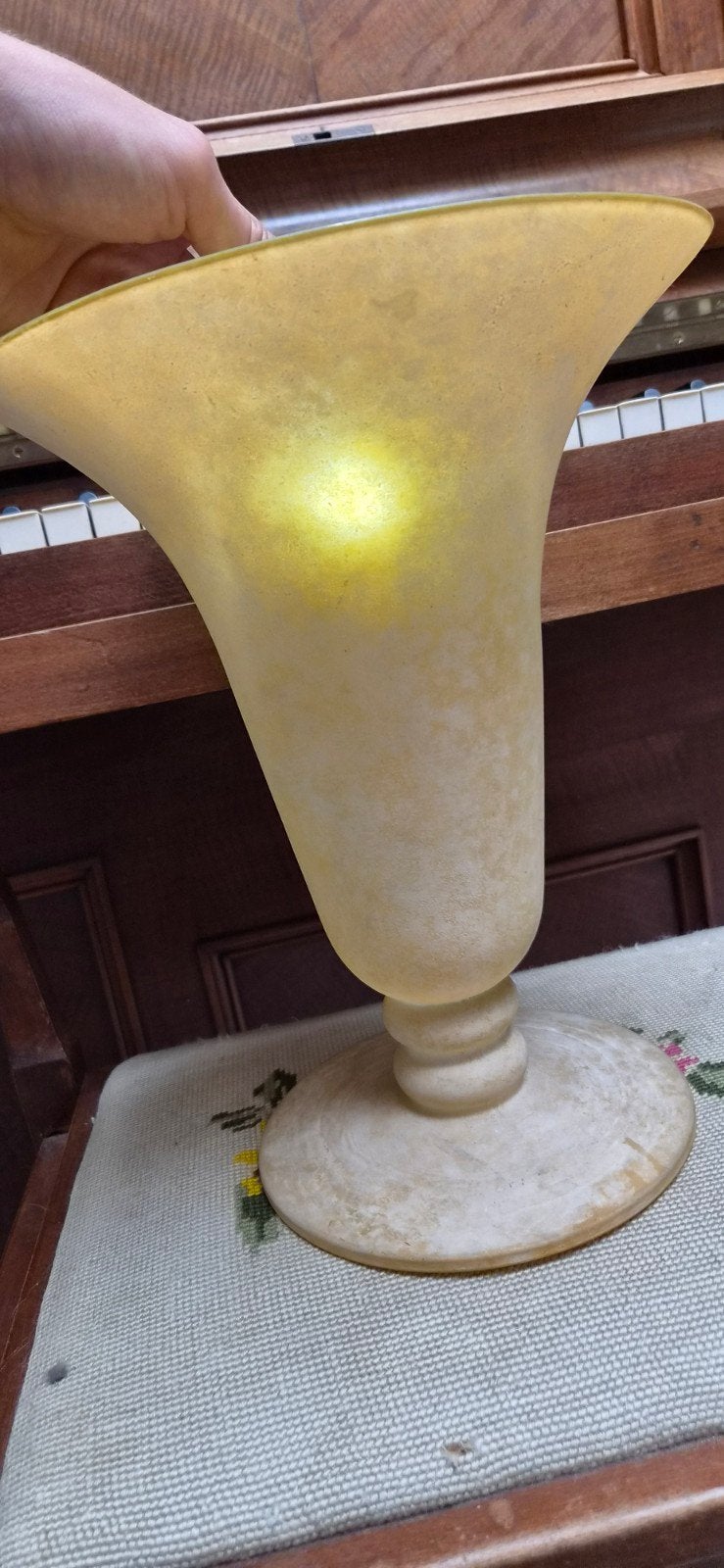 ART deco trompet vormige vaas. stijl andre groult, Tuin en Terras, Ophalen