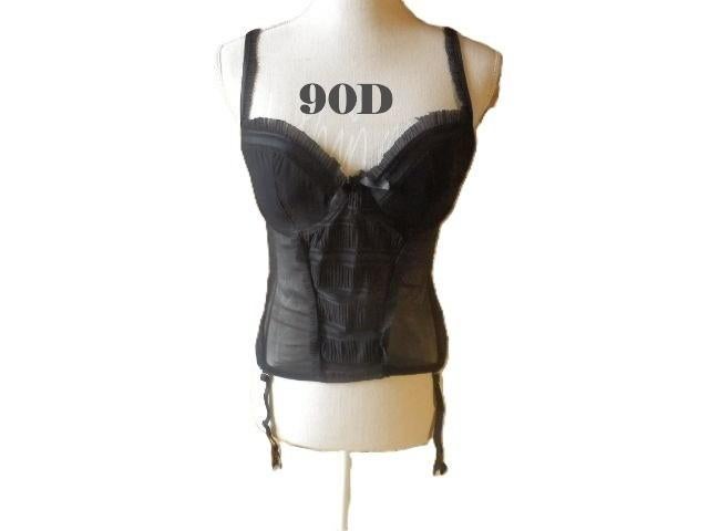 (8)- guépiére femme t.90D noire - dessous cheri -, Dessous cheri, Enlèvement ou Envoi, Noir, Body ou Corset