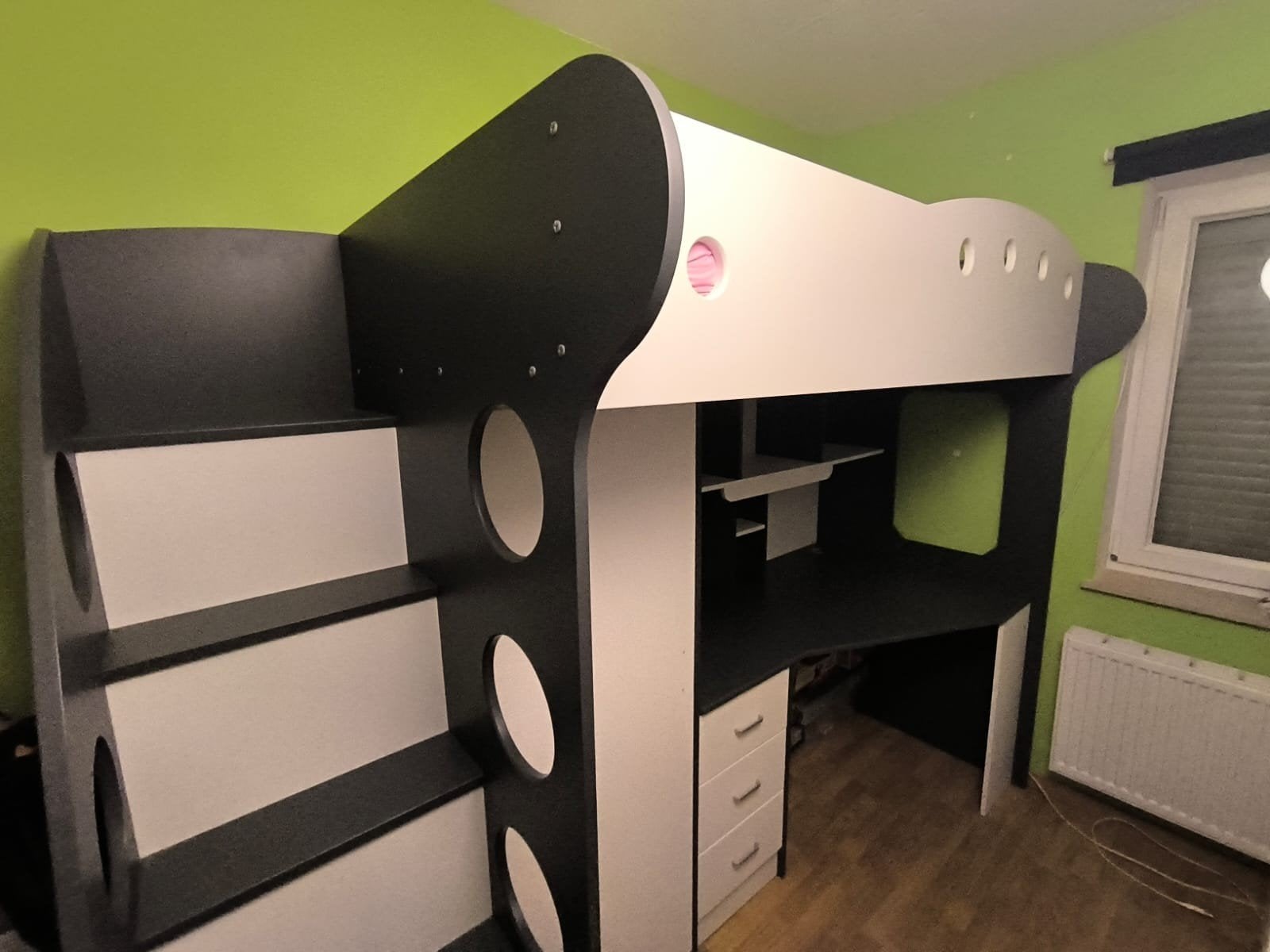 Lit en hauteur avec bureau et armoire, Enfants & Bébés, Enlèvement, Comme neuf, Lit mezzanine