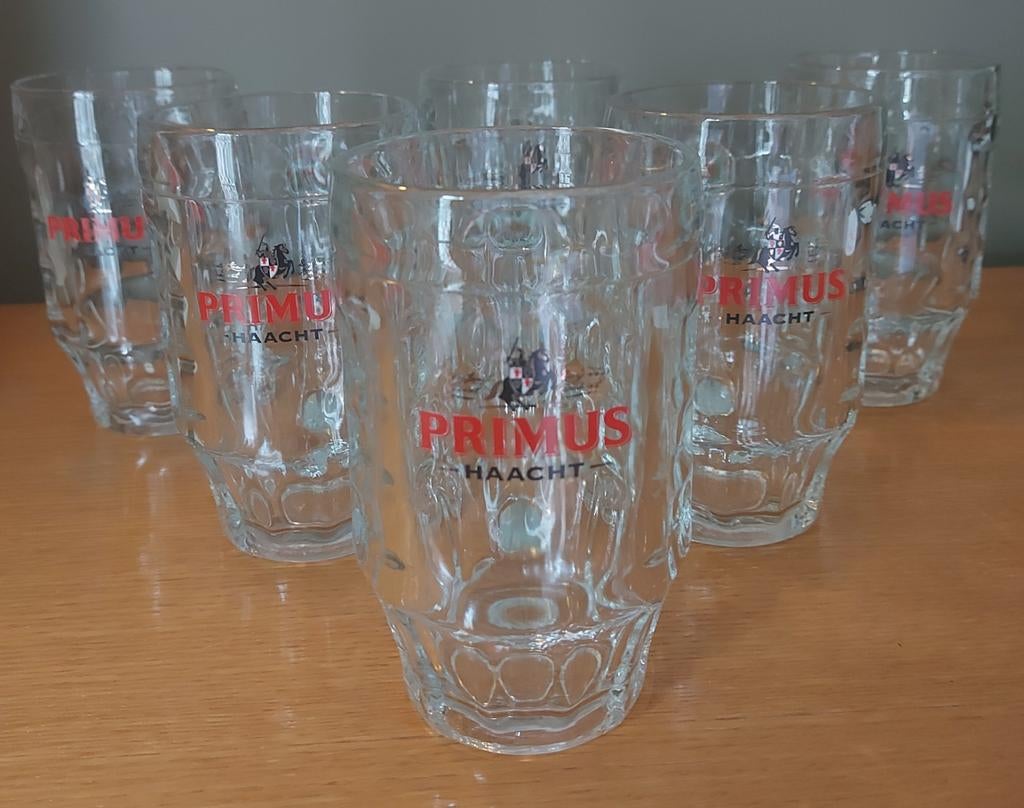NEUFS ! 6 GRANDES CHOPES À BIÈRE PRIMUS 0,5L, Enlèvement, Chope(s)