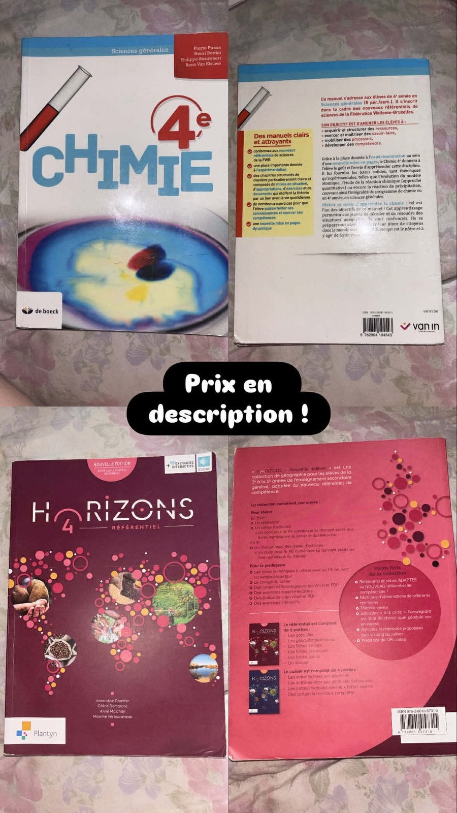 2 livres pour la 4 eme secondaire. Chimie 4 et horizon 4, Livres, Enlèvement, Utilisé, Secondaire, Géographie