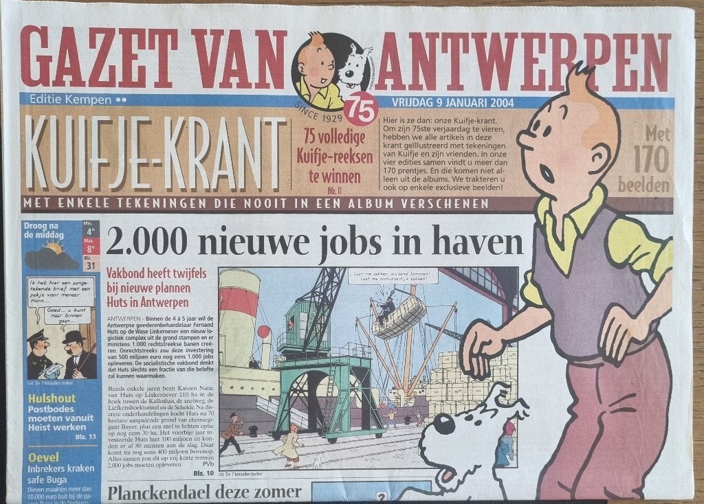 Journal Tintin  Gazet Van Antwerpen Kempen, Envoi, Comme neuf