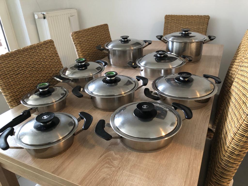 Volledige set AMC kookpotten, Huis en Inrichting, Keuken | Potten en Pannen, Ophalen, Gebruikt, Keramische plaat