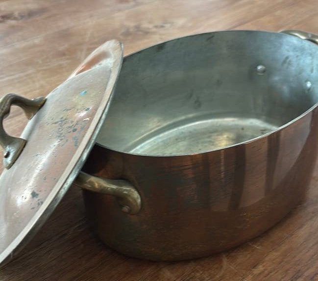 Koperen braadpot, Maison & Meubles, Cuisine | Casseroles & Poêles, Enlèvement ou Envoi, Utilisé, Cuivre, Cocotte