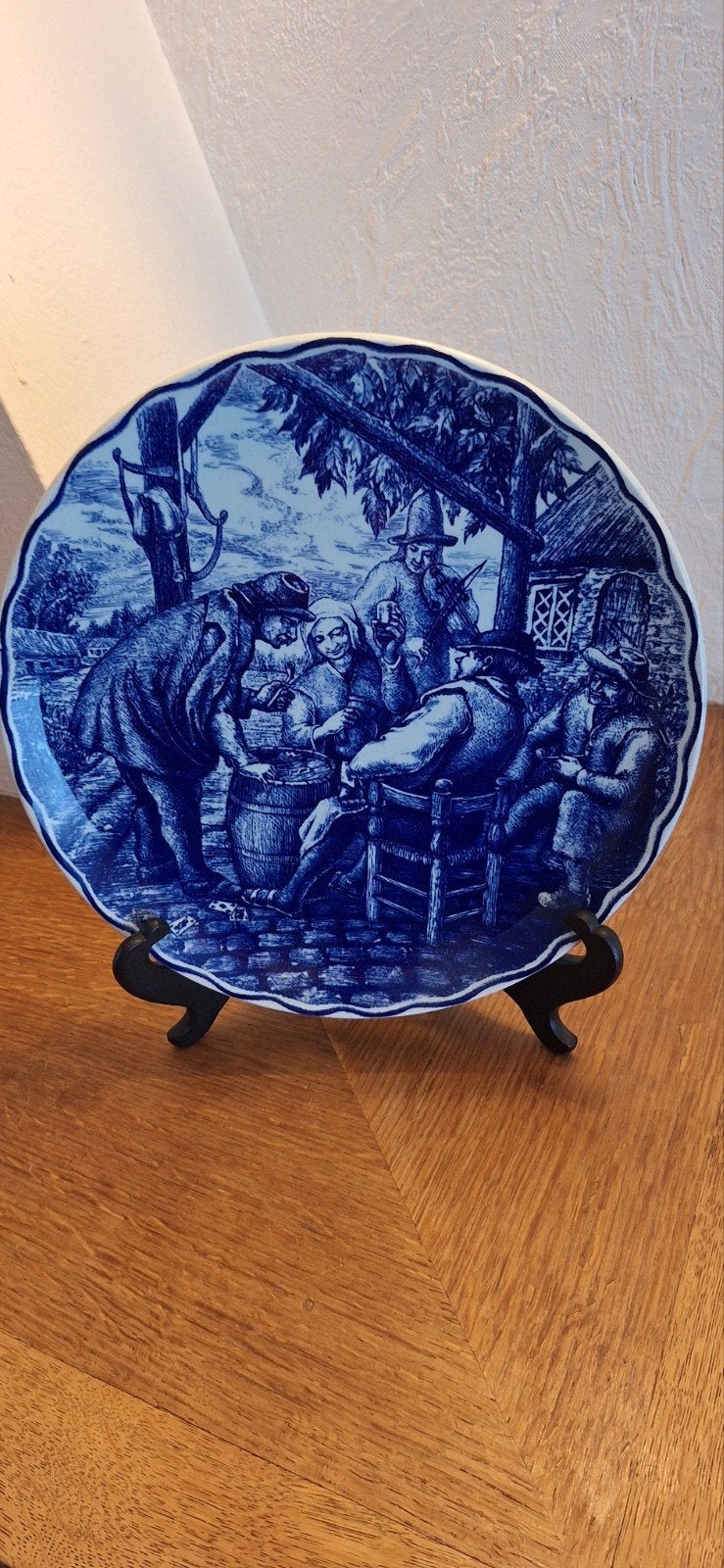 Delfs blauw bord "kaartspelers", Antiek en Kunst, Ophalen