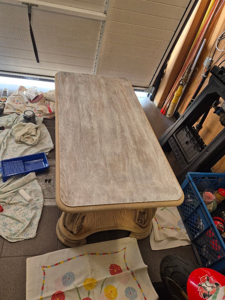 Opgefriste salontafel (massieve eik), Maison & Meubles, Comme neuf, Enlèvement, 50 à 100 cm, Chêne