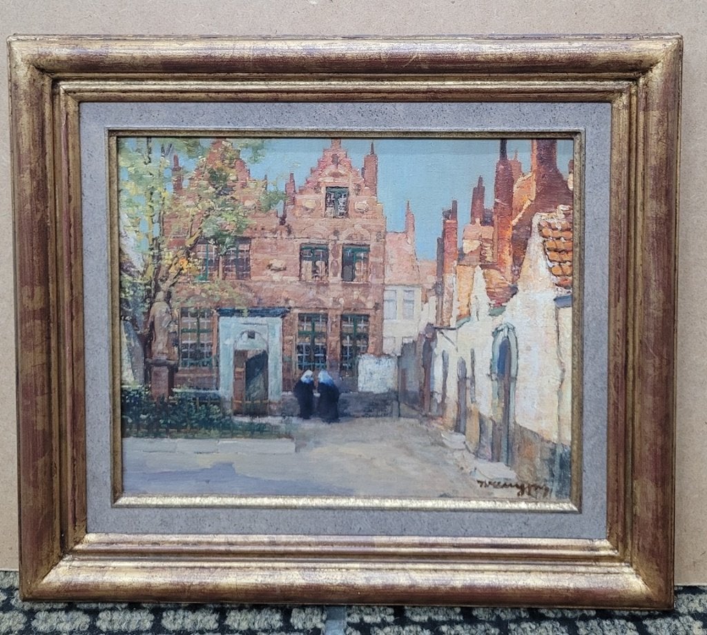 Alfons DE CUYPER, in het begijnhof, Antiek en Kunst, Kunst | Schilderijen | Klassiek, Doek, Ophalen of Verzenden, Gesigneerd, Olieverf