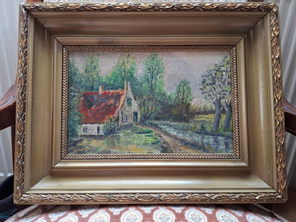 schilderij, Antiek en Kunst, Ophalen, Handgeschilderd, Landschap, Doek