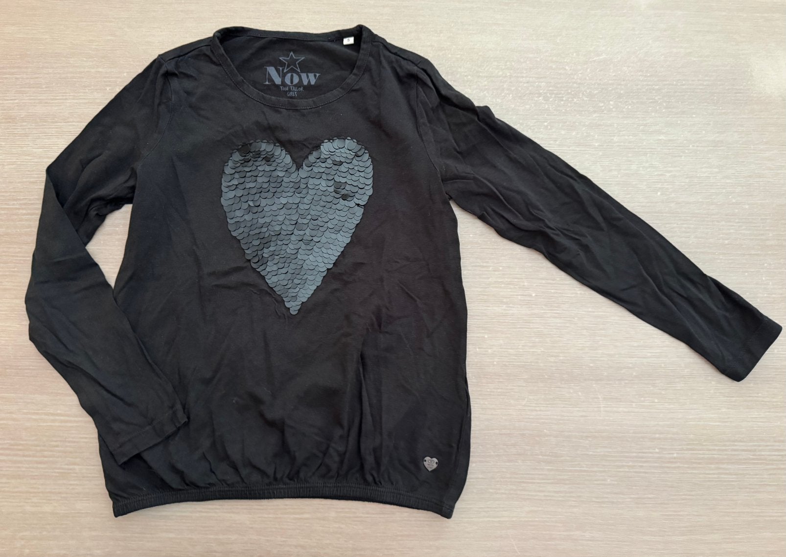 Tom Tailor Girls Longsleeve met pailletten hart maat S, Ophalen, Gebruikt, Meisje, Shirt of Longsleeve