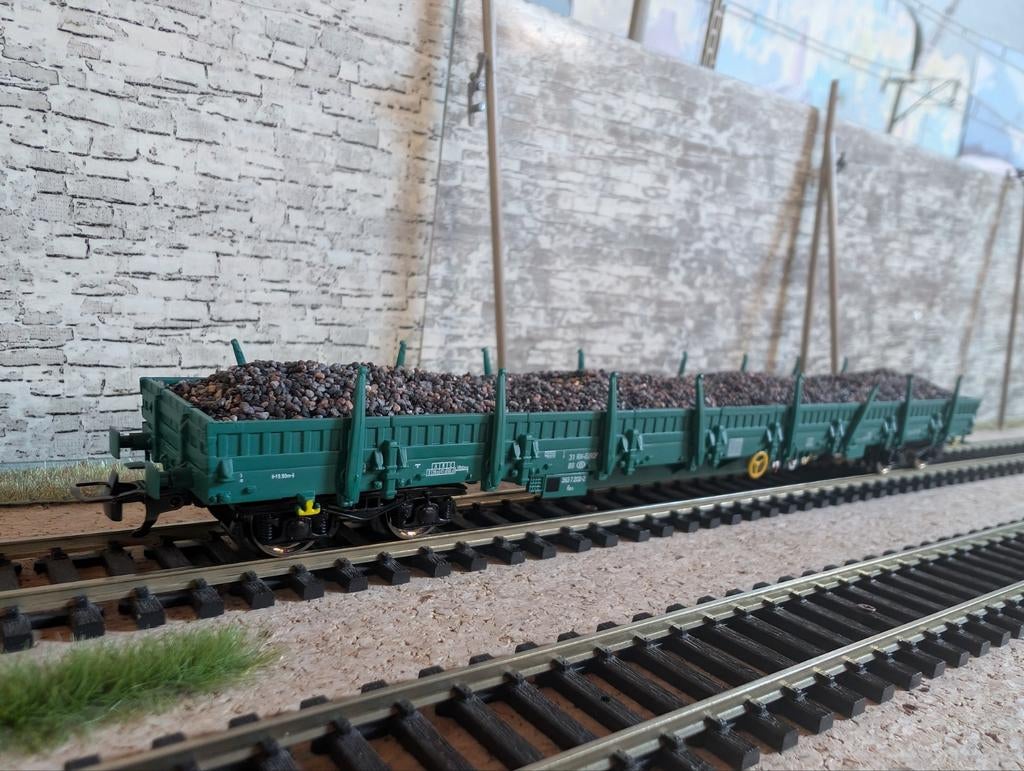NMBS SNCB / Infrabel | Bmodels | Platte wagen met ballast |, Hobby & Loisirs créatifs, Trains miniatures | HO, Autres marques