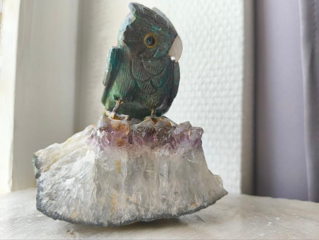Grote stenen vogel op amethyst, Verzamelen, Ophalen